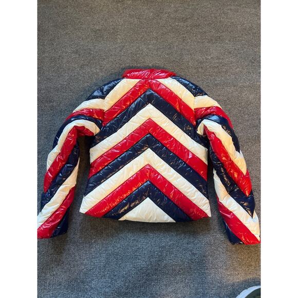 $600 Perfect Moment Womens Multicolor Mini Stripe Duvet Down Puffer Jacket Sz S - Picture 7 of 12